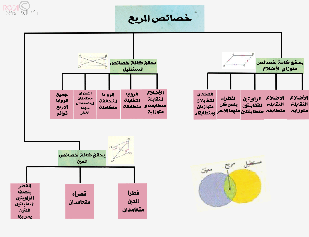 خصائص المضلعات الرباعية