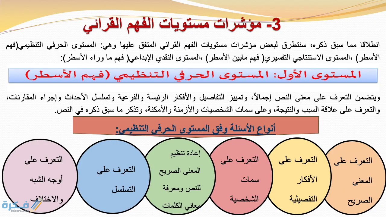 مستويات القراءة ومهاراتها 2 مستويات القراءة ومهاراتها