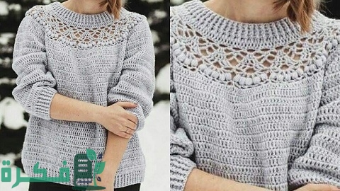 طريقة عمل بلوزة كروشيه بالورود