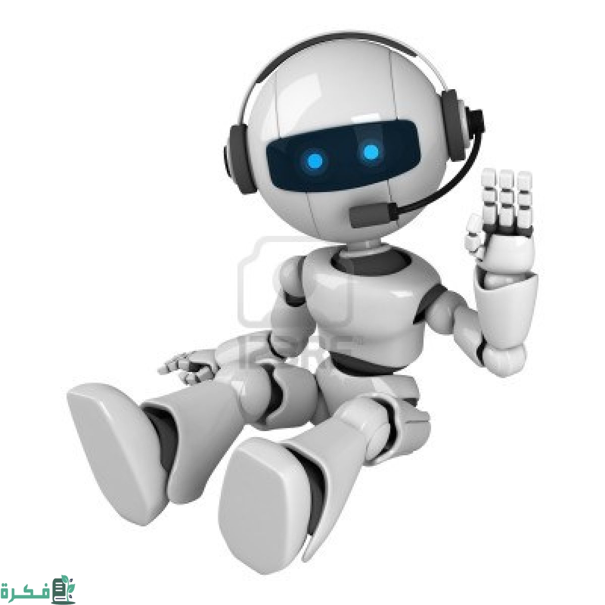 10042483 funny robot sit with headphones