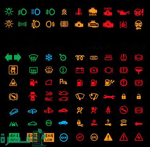 معاني العلامات التحذيرية في السيارة