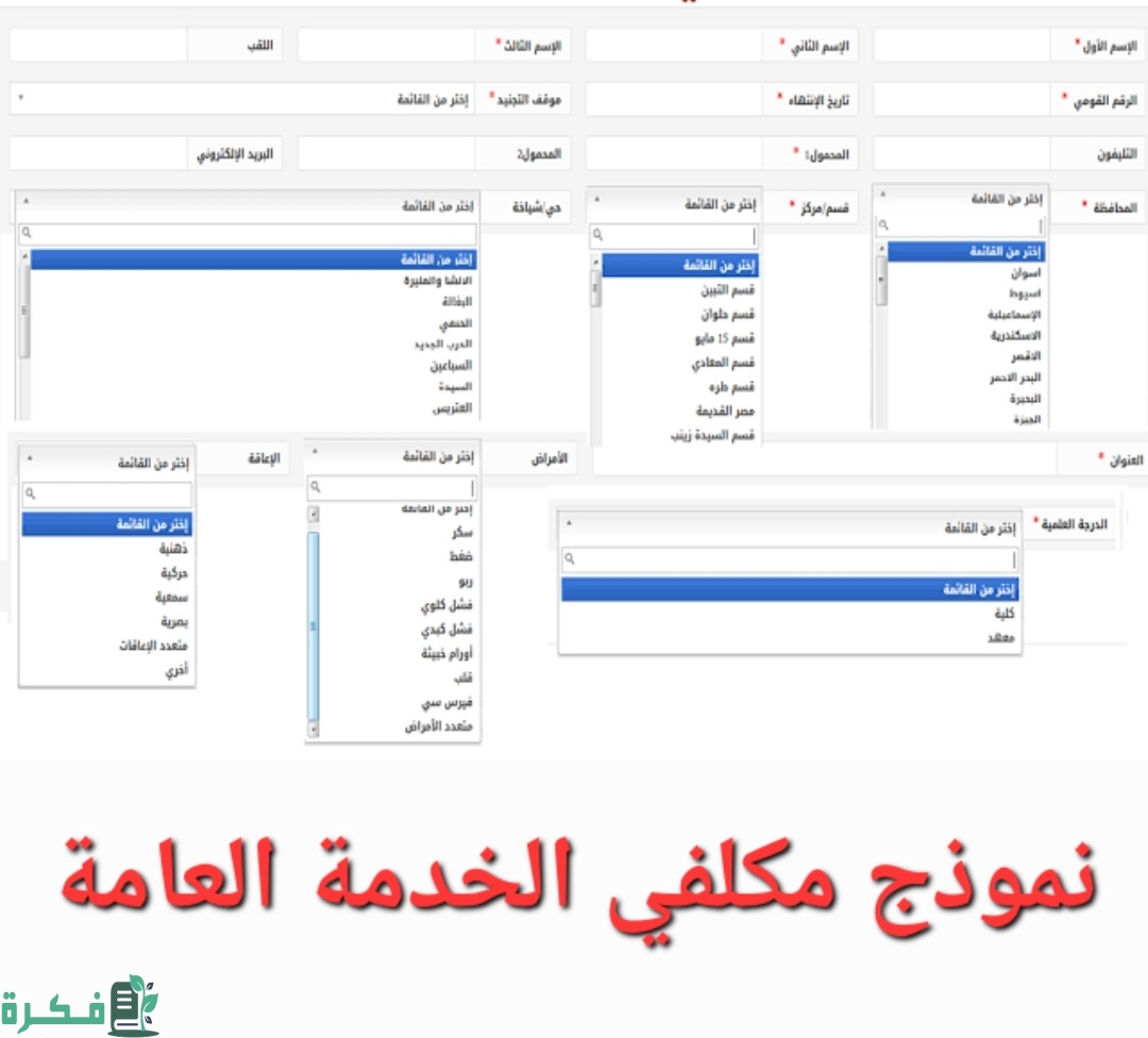 نموذج مكلفي الخدمة العامة
