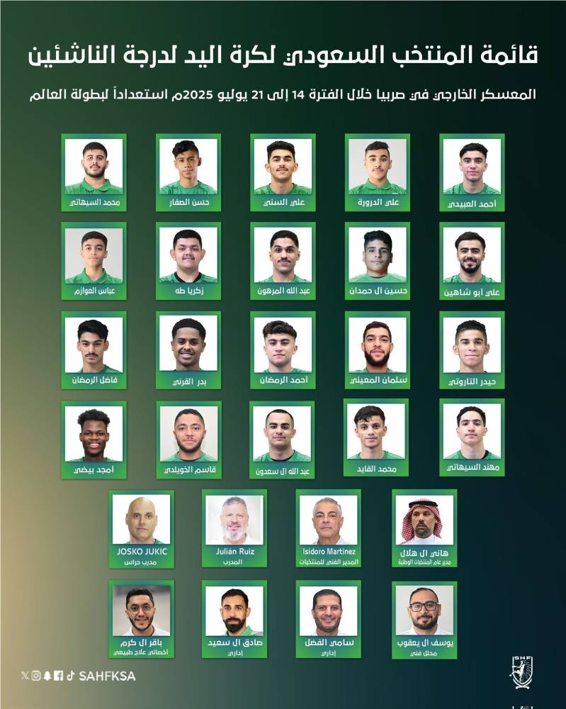 معسكر أشبال اليد الأخضر يستقطب 24 لاعباً في خطوة جديدة نحو التميز