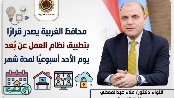 الغربية: تطبيق نظام العمل عن بُعد يوم الأحد أسبوعيًا لمدة شهر ضمن خطة ترشيد استهلاك الطاقة
